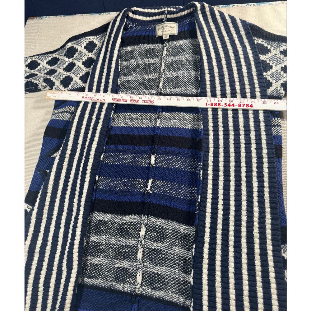 Lucky Brand Women's Medium Cotton Acrylic Open Front Sweater Duster Western Blue - Picture 4 of 9